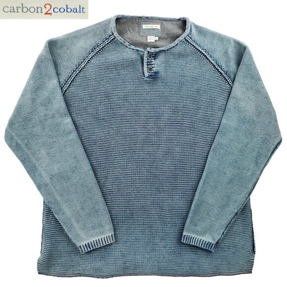 Carbon2Cobalt Henley Sweater Waterman Mid-Weight Ribbed Men's XL - Picture 1 of 13